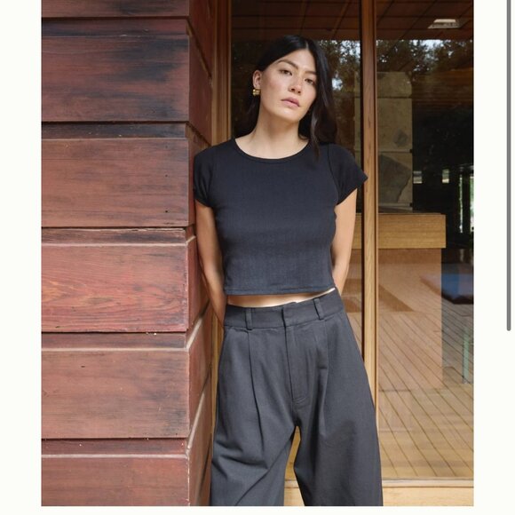 First Rite Ana Crop Trouser Black Twill - Picture 3 of 6